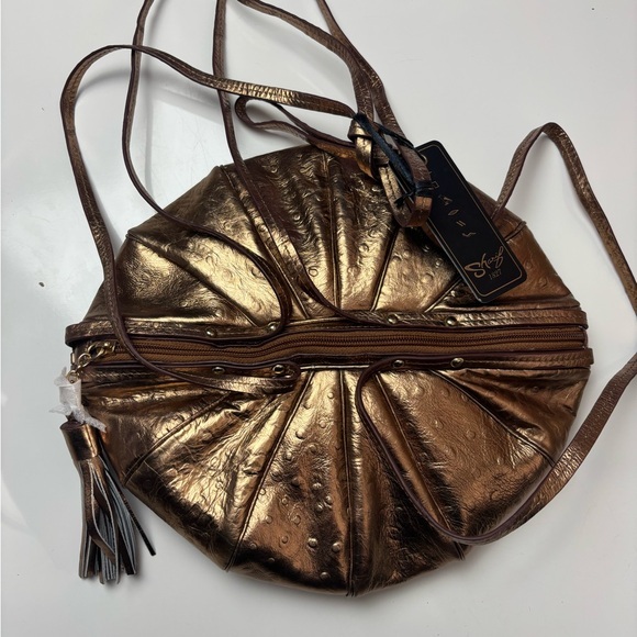 Sharif gold leather puff balloon crossbody bag with pouch rare - Picture 2 of 6